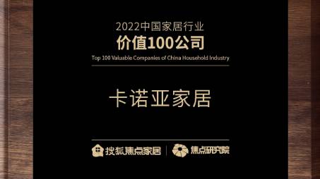 百強之巔|91香蕉污视频再獲“2022中國家居行業價值100公司”榮譽
